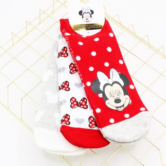 Disney Accessories - NWT’s Disney Women's "Bows & Polka Dots" Minnie Mouse Ankle Socks - 3 Pairs